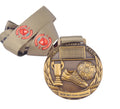 Malaysia Antique Gold Football Medal 3D Embossed Design with Goalpost Trophy & Football Boot for JBI Sports Events