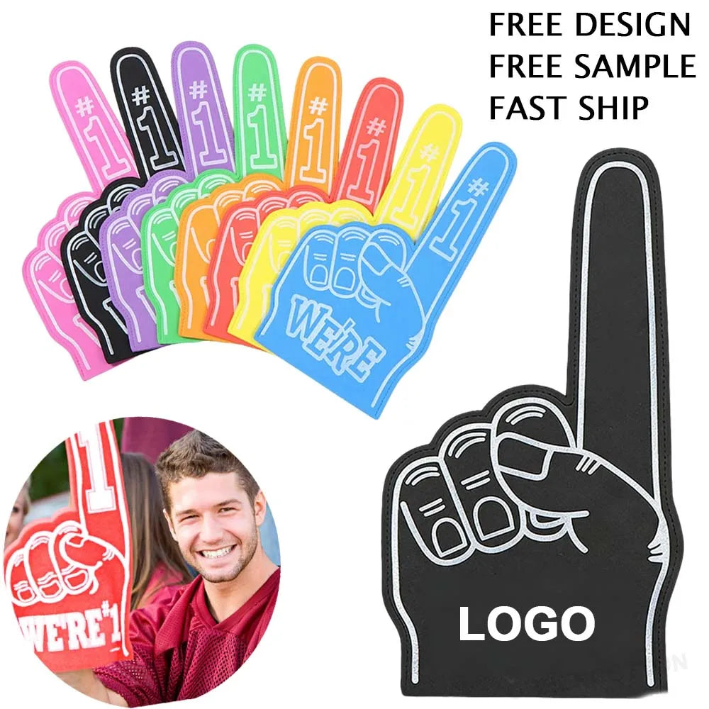 Custom Logo Cheerleading Gloves Foam Finger Gloves Rallying Props for Sports Meets Gloves for Cheering at Sports Events
