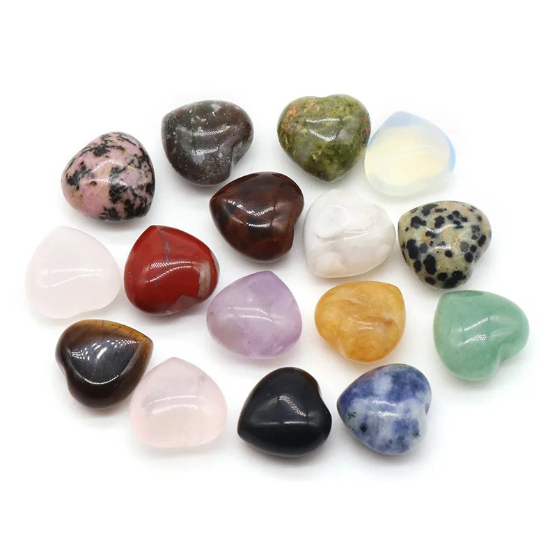 2025 Wholesale Multi Color Love You Forever Natural Hearts Healing Charm Crystals Sclausura Stones 15mm Gemstone Ornament