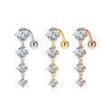 Long Style Four Round Zircon Belly Button Nails Made of Stainless Steel for Women's Summer Belly Accessories Belly Button Rings