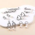 Customized Waterproof Wholesale Bulk Fashion Jewelry Stainless Steel Heart Dangle Pearl Earrings Drop Hoop Earrings for Girls