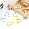 Hollow Love Heart Stainless Steel Polishing Charms Double Hole Connection Fine Jewelry Piercing Pendant