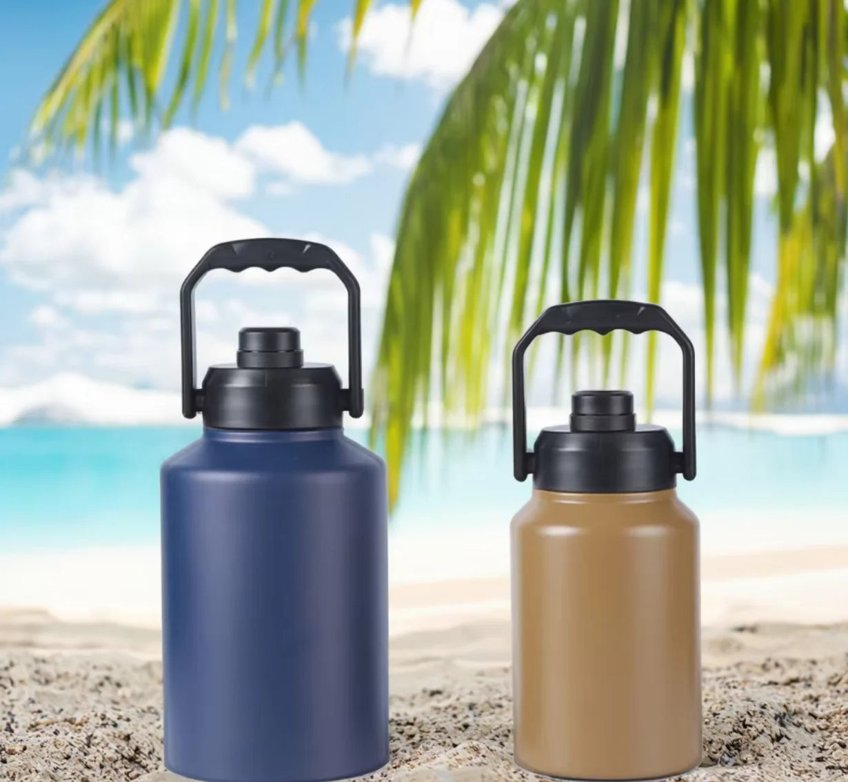Cross-Border Outdoor Stainless Steel Sports Kettle 64oz Large Capacity Thermos Cup Convenient Handle Vacuum for Camping