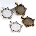 20mm Inner Size Antique Silver Plated and Bronze Colors Fashion Cabochon Base Setting Charms Pendant Trays