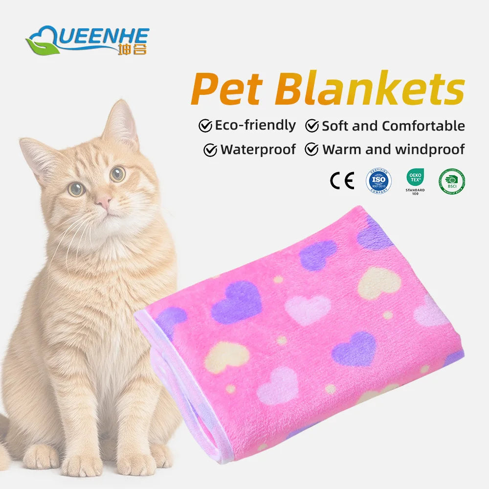 Lovely Design Travel Ready Pet Blankets 100% Polyester Coral Fleece Print Pattern Bed Cover for Dogs