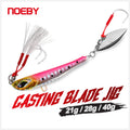 NOEBY 21g/28g/40g Casting Blade Jig Sinking Metal Jig With Feather Hook Jig Head Lures Jigging Lures Stickbait Hard Bait