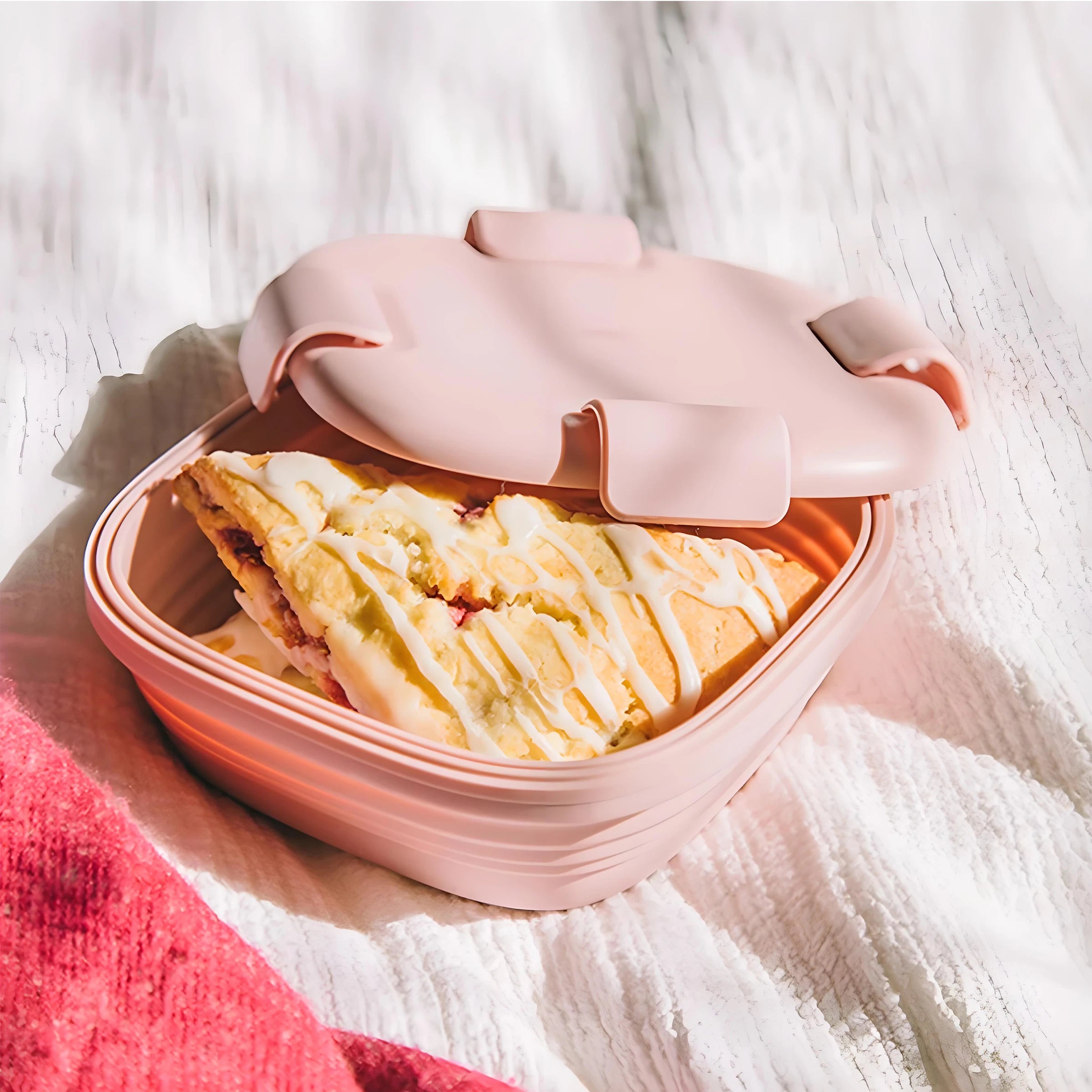 Hot Sale Food Grade Silicone Fresh Box Square Folding Lunch Box for Baby High-Temperature Can Keep Food Fresh