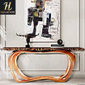 Modern Luxury Gold Metal Frame Corridor Console Light Luxury Metal Pure Copper Entrance Platform for Villa Large Bungalow