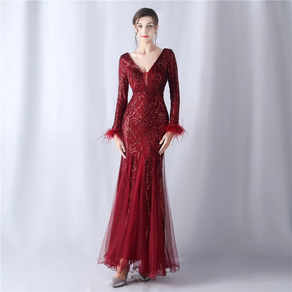 31613# New 2024 Mesh Bead High-end Evening Dress