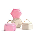 Hot Sale Luxurious & Modern Double Wedding Ring Box Velvet Jewelry Box for Girls with Cover in Various Colors