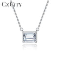 CZCITY Iced Out Chain Pendant Diamond Custom Necklace Silver 925 VVS Stone Lab Emerald Cut Moissanite Jewelry