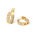 Fashion 18K Gold Plated Stainless Steel Jewelry Small Huggie Stud Earrings Luxury Diamond Zircon Inlay for Women Waterpro