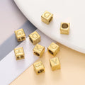 Wholesale DIY Stainless Steel 18k Gold 26 Nglish Dice Letter Beads for Necklace Pendant and Bracelet