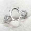 Sterling Silver 7*10mm Semi Mount Ring Empty Frame Blank Support Setting S925 Base Holder Without Center Stone for DIY Inlay