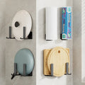 Kitchen Stainless Steel Black Non Perforated Pot Cover Frame Wall Mounted Pot Lid Rack Cover Storage Holder