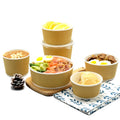Fashion Big Straight Ripple Wall Food Grade Kraft Pizza Bowl with Moisture Proof PP Lids 350ml-1090ml Capacity Zeroleakcup Brand