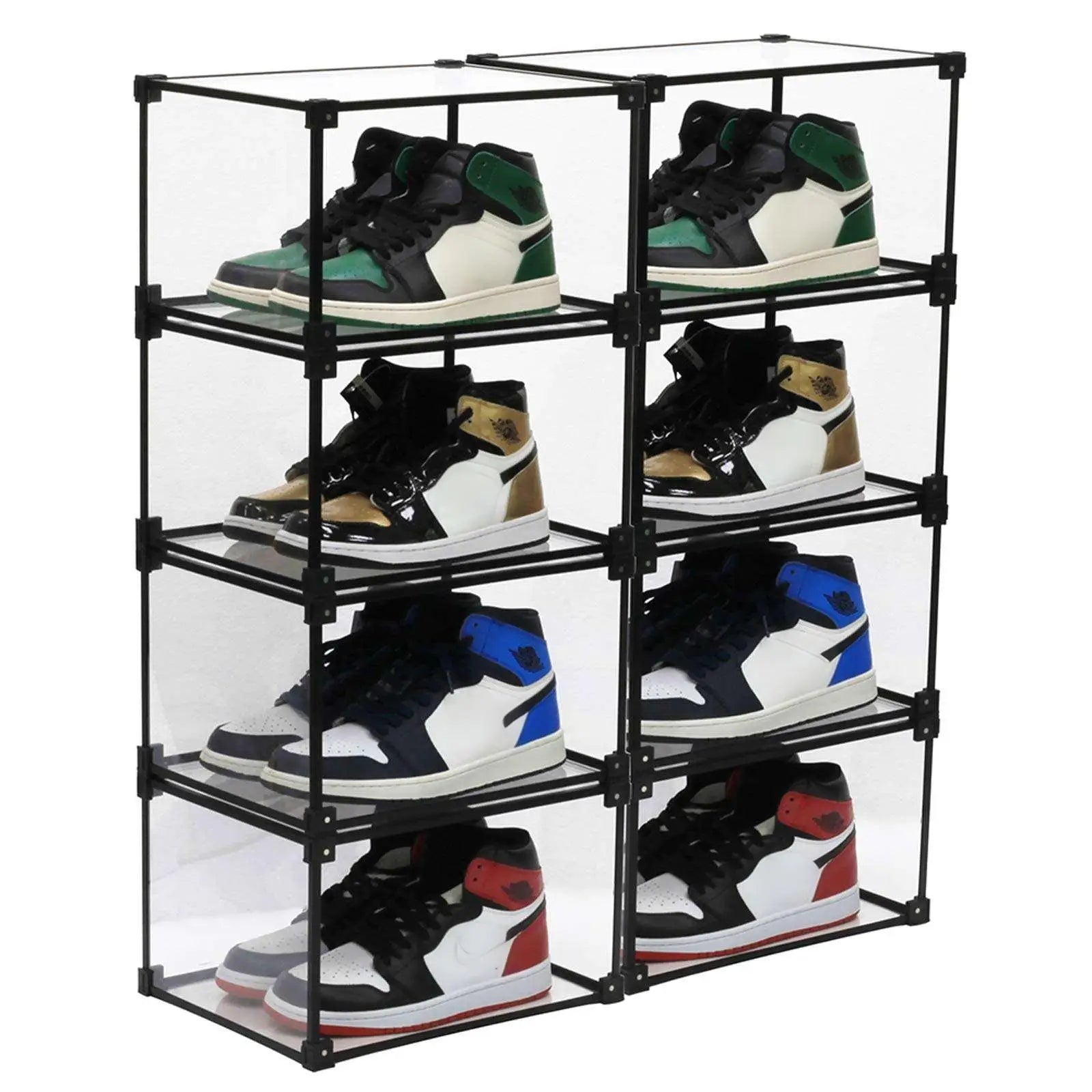 DIY Rectangle Clear Plastic Display Container for Stacking Storage Sturdy Door Original Shoe Boxes Injection Stackable Shoe Tidy