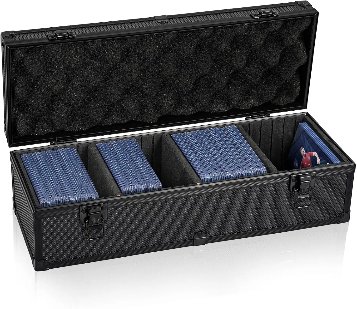 Aluminum Alloy Card Case 3 Card Dividers Compliant with 3\" X 4\" Clear Card Sleeves Sports Trading Card Storage Box