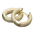 Women's Micro Pave Cubic Zircon Tinny Stones New Trendy Gold Plated Brass Full Stones Hoop Earrings Clear for Weddings-1 OPP Bag