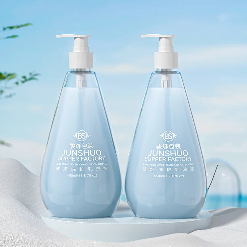 Factory 450ml Glossy Clear Color Special Shape Conditioner Packaging Plastic Bottle