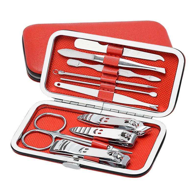 Custom Stainless Steel Professional Durable Nail Scissors & Clippers Set 10pcs Women Pedicure Manicure Kit with Box