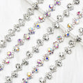 Rhinestone Silver Metal Applique S-shaped Cup Chain Wedding Fancy Diamond Crystal Trim Sew on Dress Clothes Bikini Accessories
