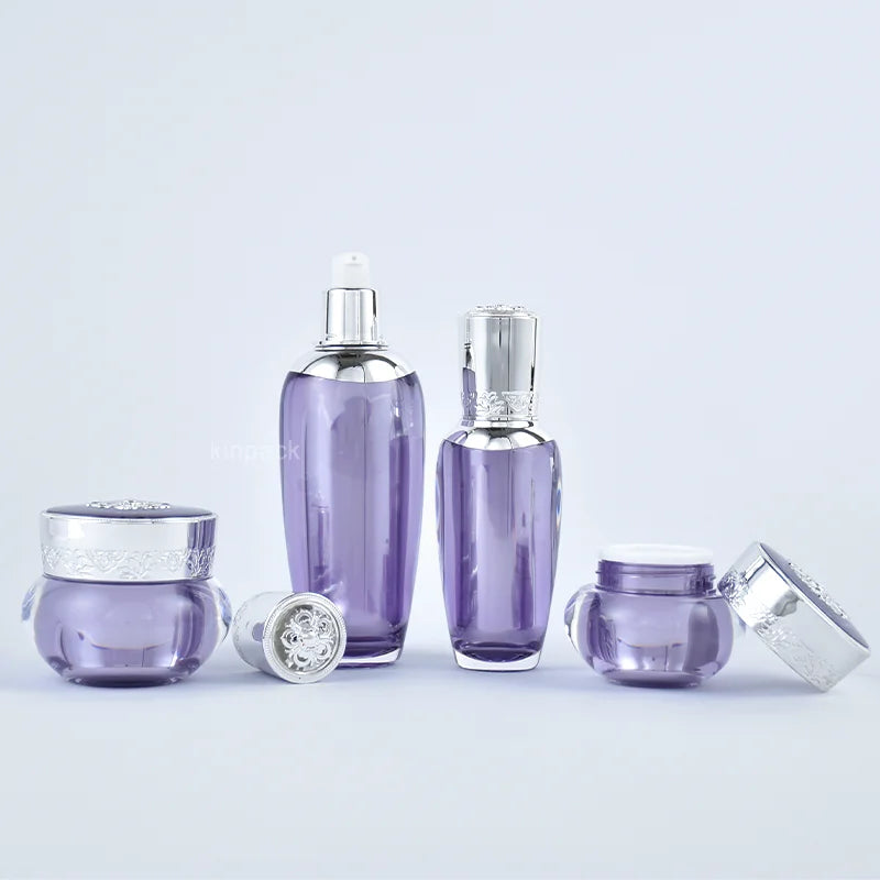 Skincare Packaging 30ml 50ml 100ml New Design Acrylic Lotion Plastic Cream Bottle Set Plastic Jar for Cream
