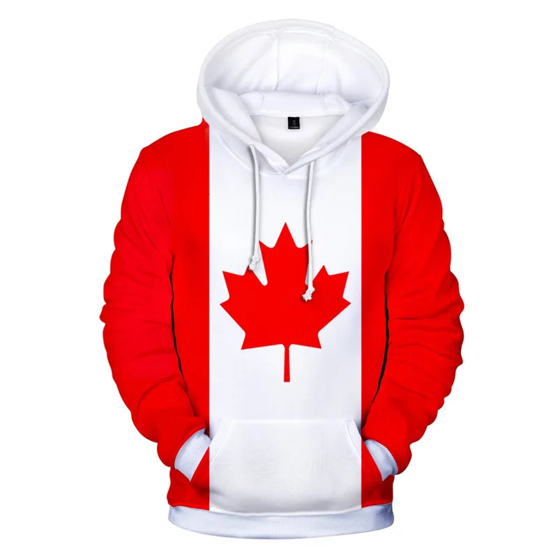 Fitspi Casual Sweatshirt Canada American Flag 3d Printed Couple Hooded Sweater Men's Hoodie Custom Wholesale