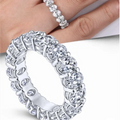 For Pure S925 Silver Gemstone Engagement Ring Exquisite 5A Oval CZ Invisible Setting Third Party Certified Classic Fashion