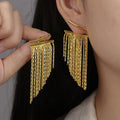 SC Fashion Gold Plated Snake Chain Statement Earrings French Retro Irregular Two Ways Wear Wheat Tassel Earrings for Women
