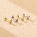 Ins Fashion Sterling Silver Jewelry S925 Sector Screw Stud Earring Jewelry Sterling Silver Minimalist Zircon Stud Earrings Women