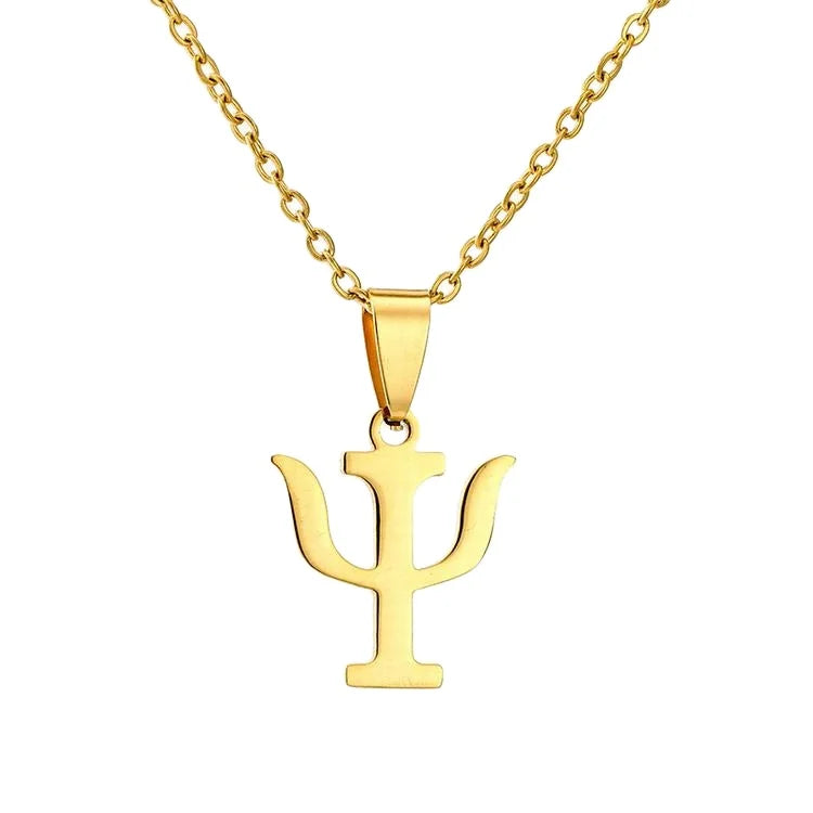 European and American Jewelry Personality Creative Psychology Psi Symbol Necklace Fashion Lady Stainless Steel Pendant
