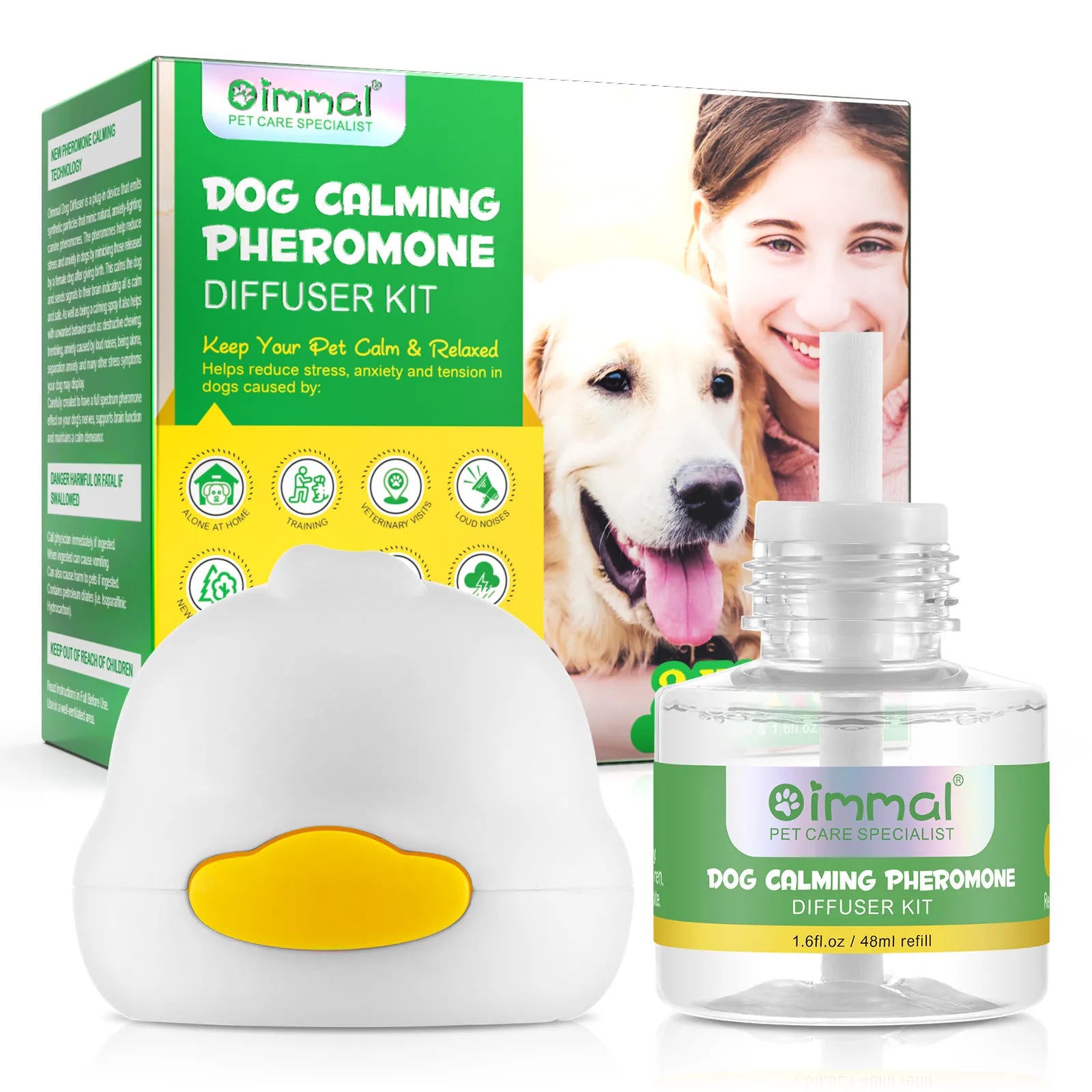 Oimmal 30 Day US UK Plug Pet Training Calming Sets Calming Pheromones Diffuser Refills Kit for Dogs Reduce Stress Anti Anxiety