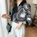 5213# Floral Print Women's Casual Knitted Long Sleeve Summer Autumn Blouse Fashion Top with Buttons