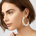 Tortoise Shell Acrylic Earrings Women Acetate Hoop Earrings Statement Lacework C Shaped Stud Earrings Jewelry