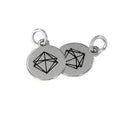 8mm Round Custom Engrave Enamel Black Logo Small Tags Silver Jewelry Tags Heart Shape Metal Silver Charms