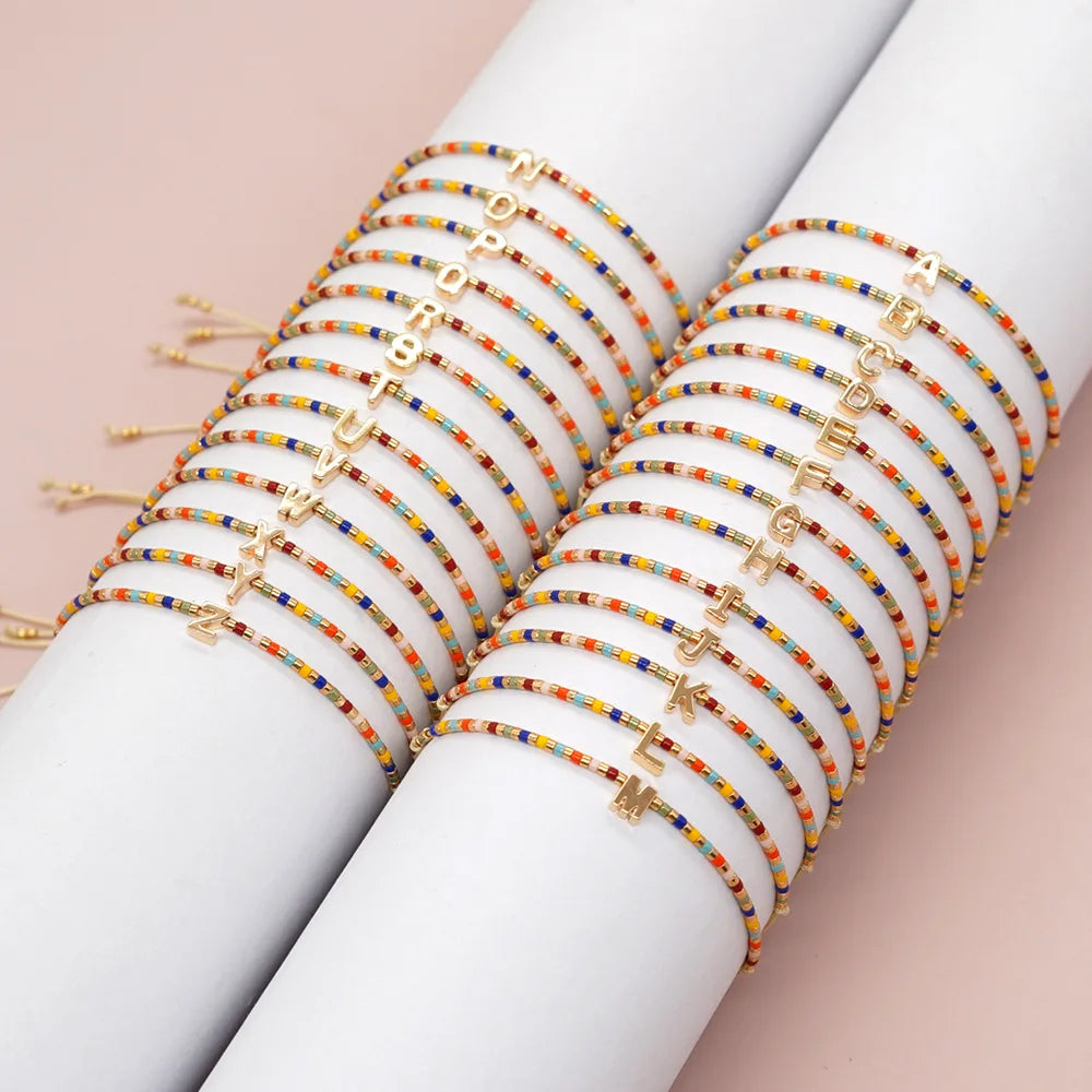 New Arrival Fashion Personality Retro Miyuki Bracelet Jewelry English 26 Letter Seed Beads Bracelet