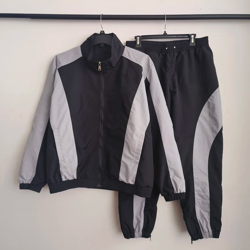 Custom 2026 New Arrival Men Color Combination Light Weight Running Windbreaker Jacket Set Tracksuits Nylon Tracksuit for Men