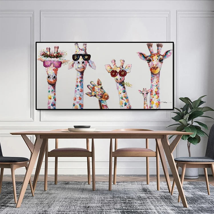 Nordic Children's Room Home Decoration Wall Art Canvas Painting Cute Cartoon Giraffes Poster Print Canvas Art Pictures