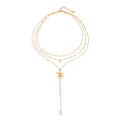 J&D Hypoallergenic 18K Gold Plated Stainless Steel Bohemian Layered Freshwater Pearl Pendant Necklace Adjustable Jewelry