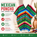 Wholesale Colorful Mexican Serape Poncho Adult Fiesta Costume for Events Festivals and Party Supplies