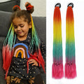 Colorful Afro Box Braided Ponytail Synthetic Hair Extensions Ponytails for Kids