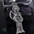 Gothic Punk Grim Reaper Sata Death Necklace Stainless Steel Scythe Death Skeleton Santa Muerte Skull Pendants Biker Jewelry