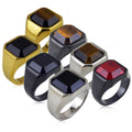 Men's Classic Stainless Steel Fashion Rings 18K Gold Plating Non-Tarnish Gem Anti-Rust High Quality Jewelry