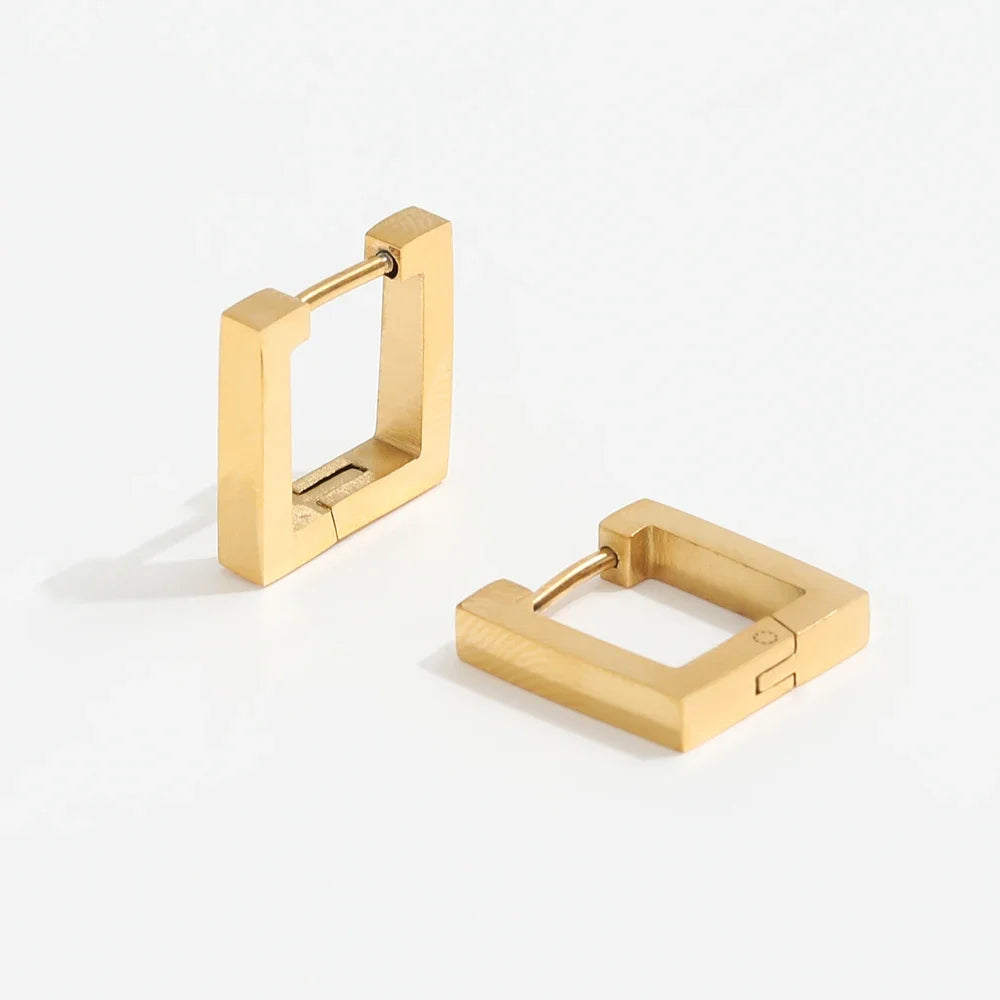 Fenny Minimalist Geometric Square Huggie Earring Fast Delivary Non Tarnish Wholesale Stainless Steel Ladies Jewelry