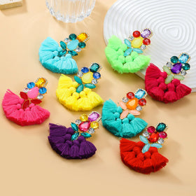 2024 New Arrival Fashion Jewelry New Colored Diamond Earrings Tassel Earrings for Women Bohemian Ethnic fairy Balls Earrings