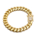 Wholesale Fashion Cz 18k Gold Plated Hip Hop Bracelet Gold Miami Stainless Steel Cuban Link Chain Bracelet Jewelry