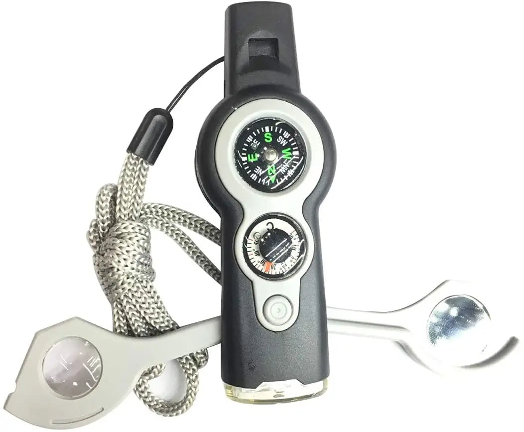 High Quality Survival Whistle Outdoor Multi Function Whistle with Compass Thermemoter Led Flashlight