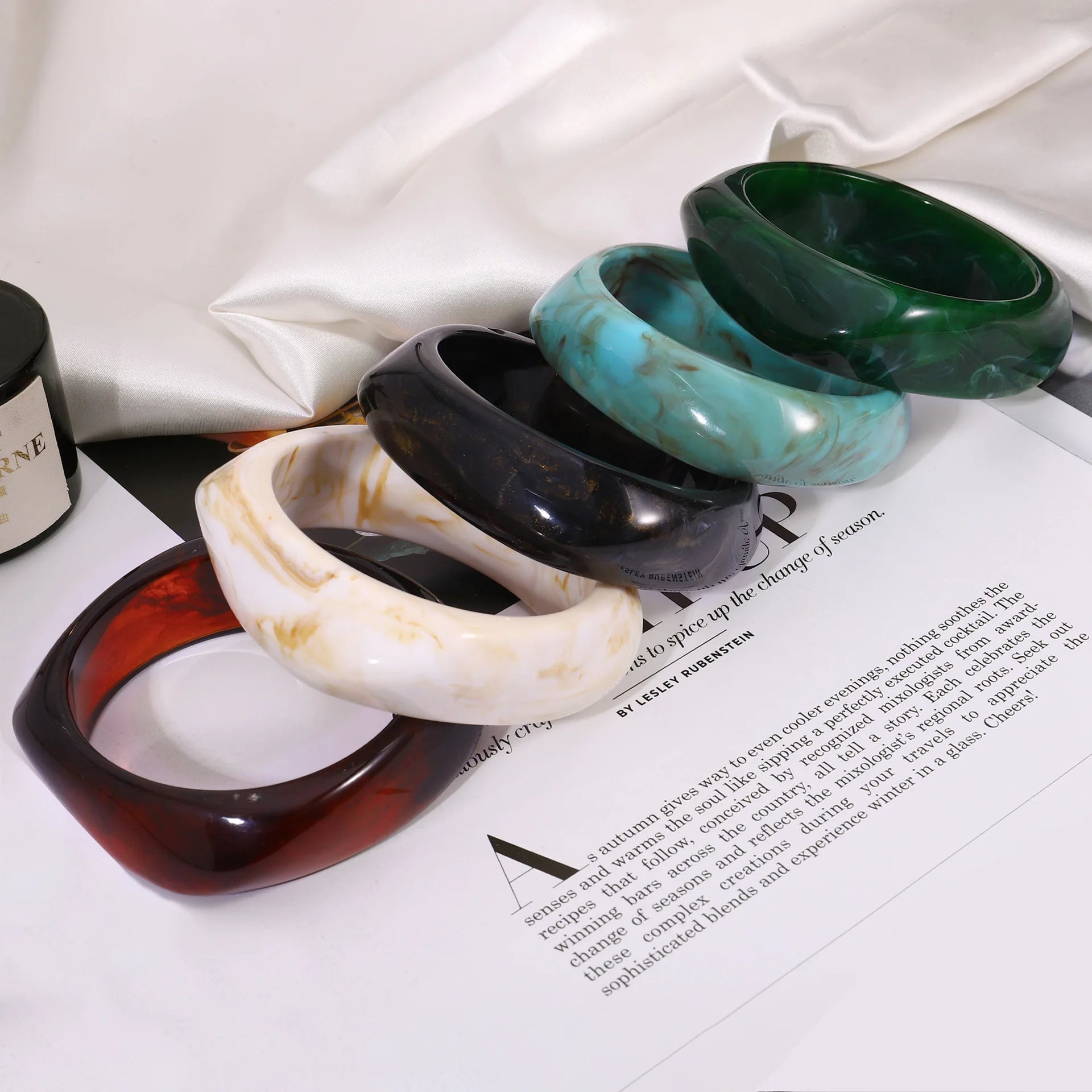 Meetyoo Wholesale Geometric Resin Bracelet Exaggerated Marble Pattern Acrylic Bracelet Wide Personalized Square Bangle for Women