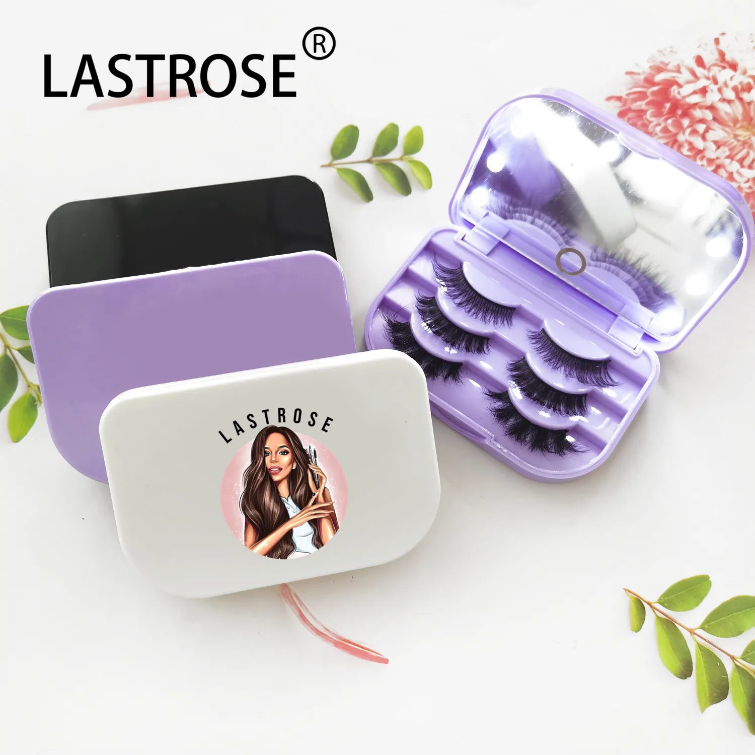 OEMized Boxes with LED  Eyelashes 25mm  Three Pairs of Packing Box with Mirror OEM Lash Packaging